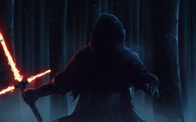Dark room lightsaber armor flaming free wallpaper for desktop - medium preview image