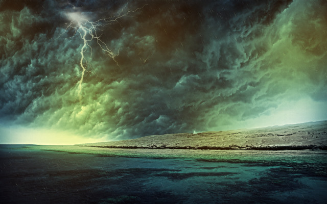 Storm lighthouse lightning beach matte free wallpaper for desktop - medium preview image