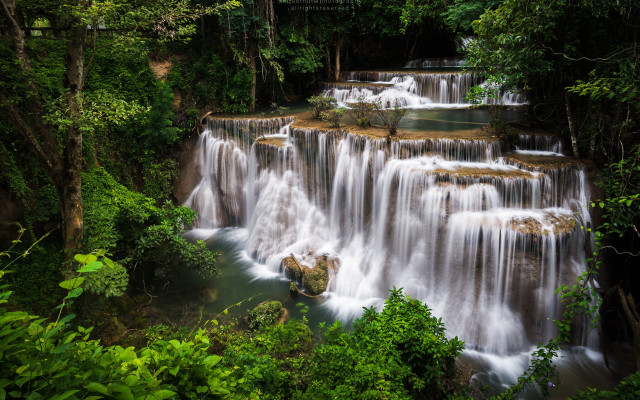Waterfall forest green nature ruins free wallpaper for desktop - medium preview image