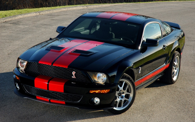 Black mustang red stripes fence free wallpaper for desktop - medium preview image