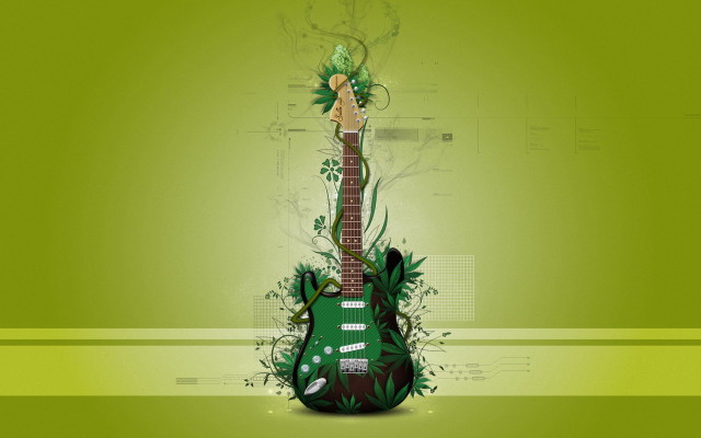 Green guitar green background funk free wallpaper for desktop - medium preview image