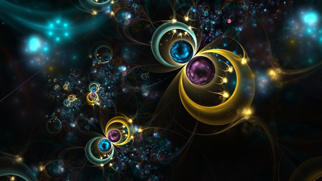 Spiral blue yellow circles stars free wallpaper for desktop - medium preview image