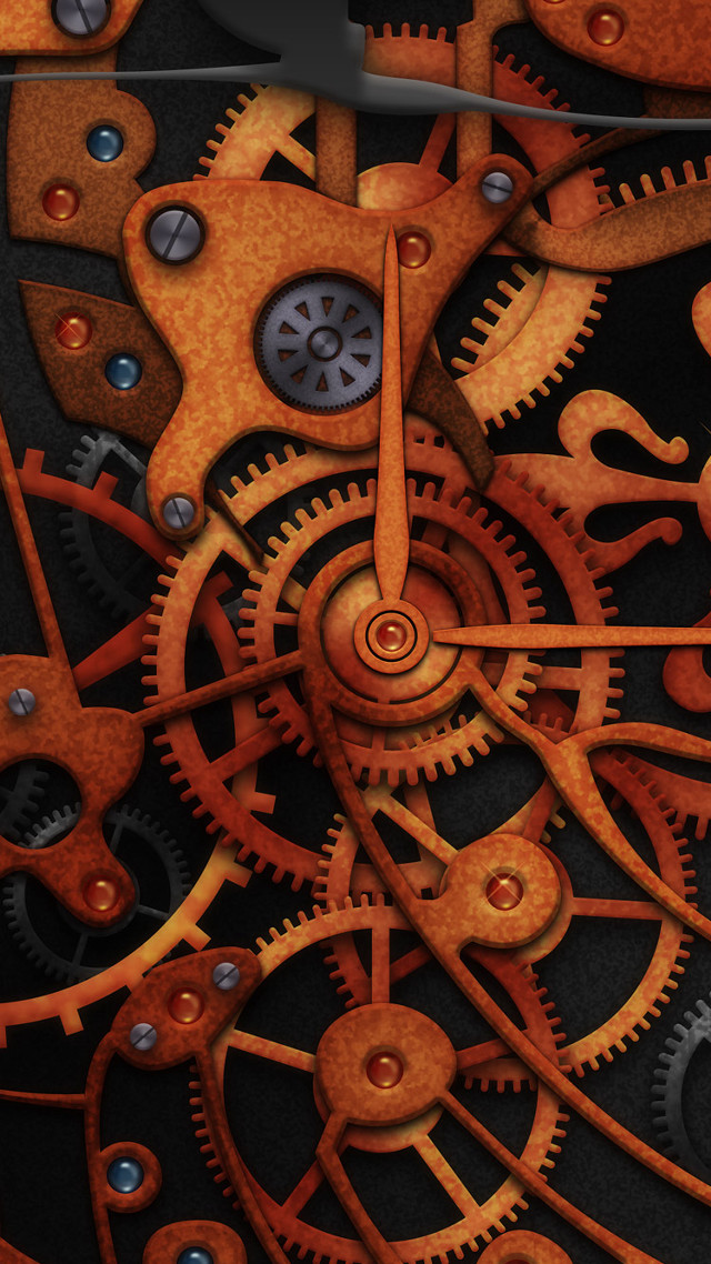 Clock gears closeup steampunk kinetic free wallpaper for mobile - medium preview image