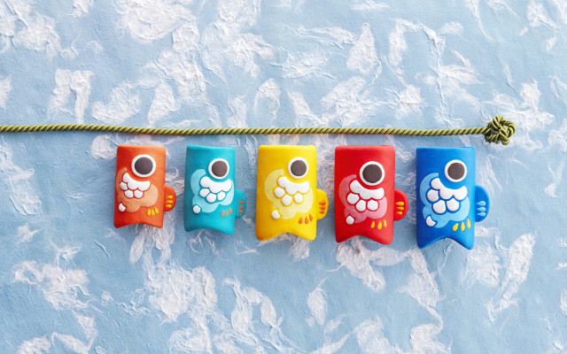 Colorful toothbrushes hanging blue clouds free wallpaper for desktop - medium preview image