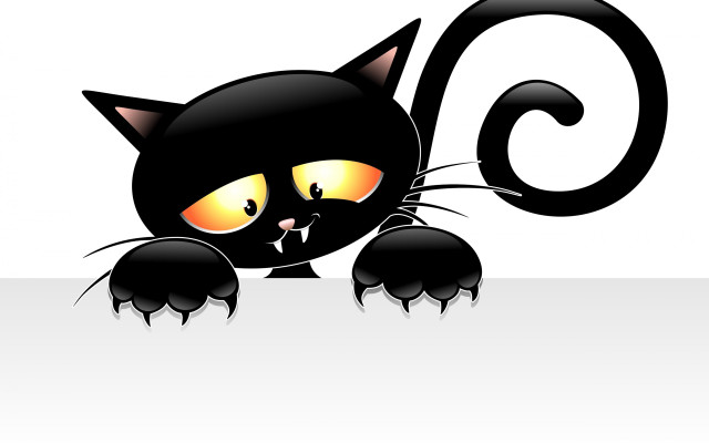 Black cat yellow eyes peeking #2 free wallpaper for desktop - medium preview image