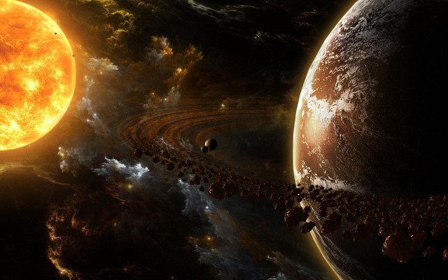 Space people planets stars sun free wallpaper for desktop - medium preview image