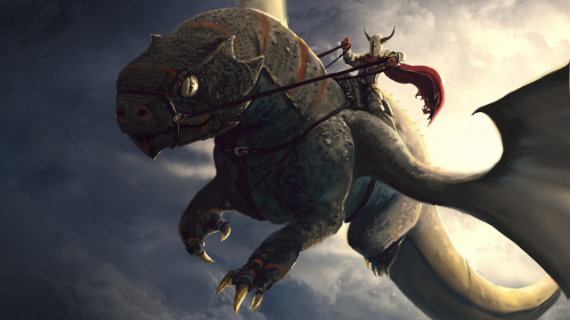 Dragon sword horse clouds magic free wallpaper for desktop - medium preview image