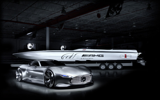 Silver car silver boat garage free wallpaper for desktop - medium preview image