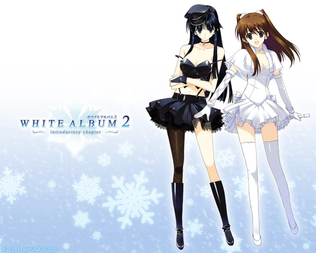 Anime girls snowflakes winter scene free wallpaper for desktop - medium preview image