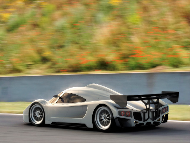 White racecar racing blurry flowers free wallpaper for desktop - medium preview image
