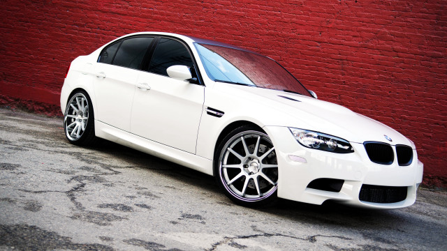 White car red brick parking free wallpaper for desktop - medium preview image