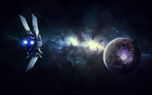 Space ship space station galaxy free wallpaper for desktop - medium preview image
