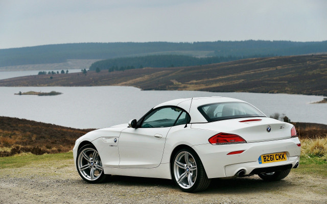 White bmw z4 lake mountains free wallpaper for desktop - medium preview image