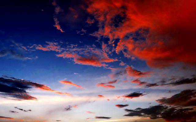 Sunset red cloud blue sky free wallpaper for desktop - medium preview image