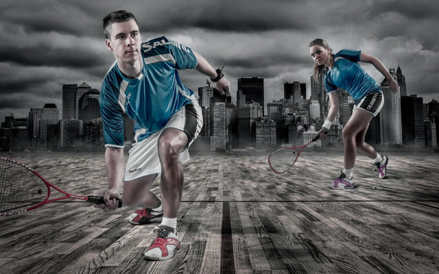 Tennis court cityscape digital painting free wallpaper for desktop - medium preview image