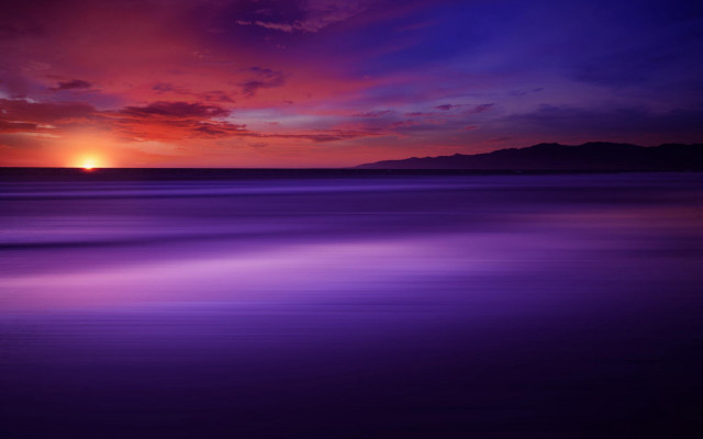 Sunset water mountain purple sky free wallpaper for desktop - medium preview image