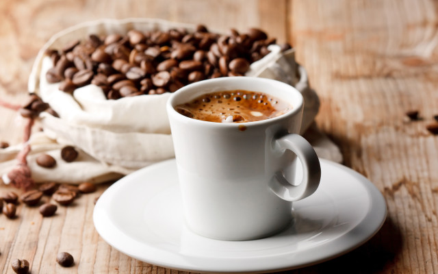 Coffee saucer coffee beans wooden free wallpaper for desktop - medium preview image