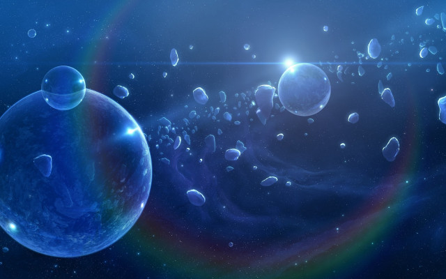 Planets rainbow star space art free wallpaper for desktop - medium preview image