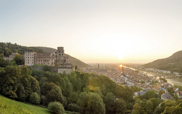 Heidelberg tiltshift panorama castle river free wallpaper for desktop - medium preview image