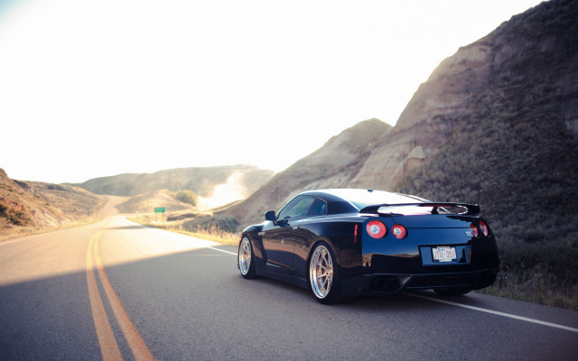 Black sports car mountain road #6 free wallpaper for desktop - medium preview image