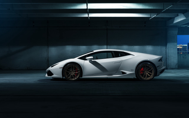 White sports car parking garage #4 free wallpaper for desktop - medium preview image