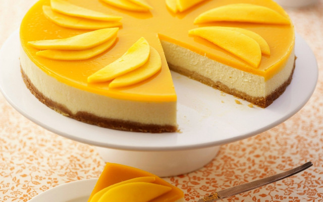 Cheesecake slices plate fork knife free wallpaper for desktop - medium preview image