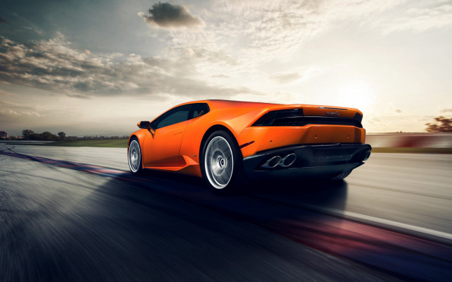 Bright orange sports car sunset #2 free wallpaper for desktop - medium preview image