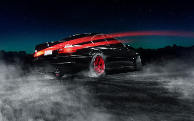 Car road clouds aurora moon free wallpaper for desktop - medium preview image