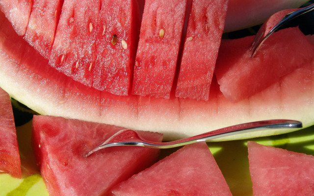 Watermelon slices spoon spoonrest summer free wallpaper for desktop - medium preview image