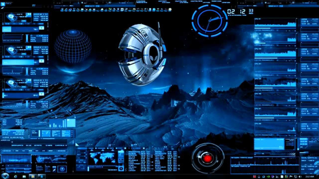 Computer space theme clock mountain free wallpaper for desktop - medium preview image