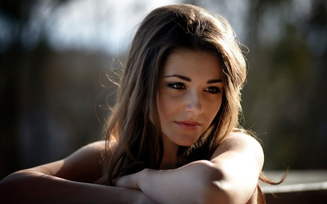 Woman serious portrait blackhair browneyes #2 free wallpaper for desktop - medium preview image