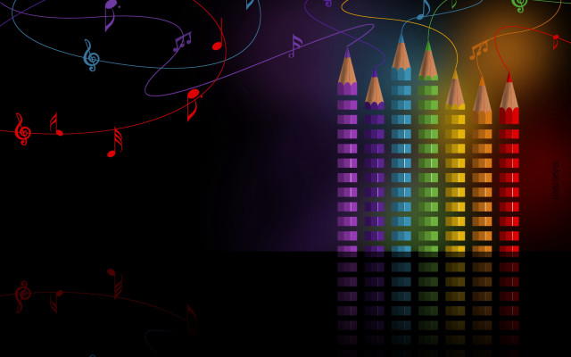 Colored pencils music notes rainbow #2 free wallpaper for desktop - medium preview image