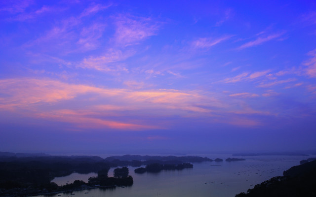 Sunset lake boats clouds cao free wallpaper for desktop - medium preview image