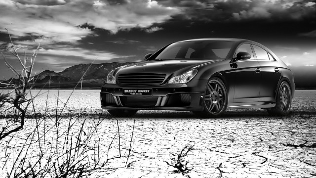 Black car field mountains lake free wallpaper for desktop - medium preview image