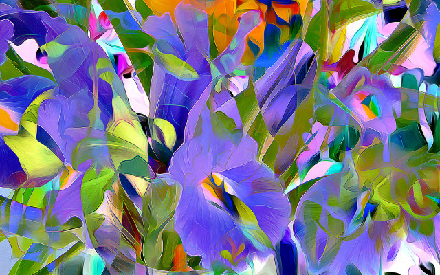 Flower leaves colorful abstract digital free wallpaper for desktop - medium preview image