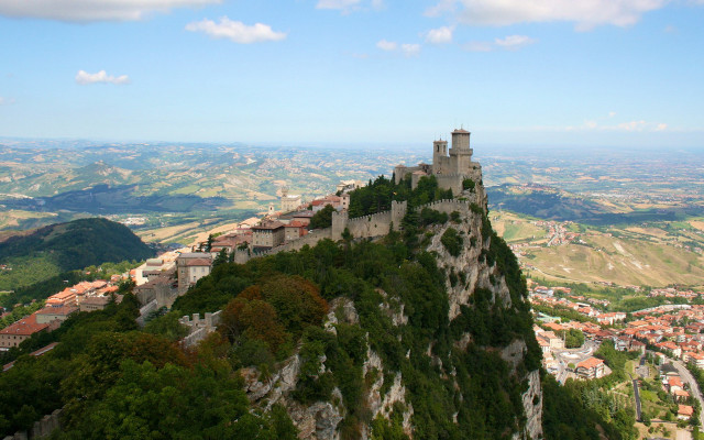 Castle town valley mountains landscape free wallpaper for desktop - medium preview image