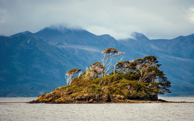 Small island trees lake mountains #2 free wallpaper for desktop - medium preview image