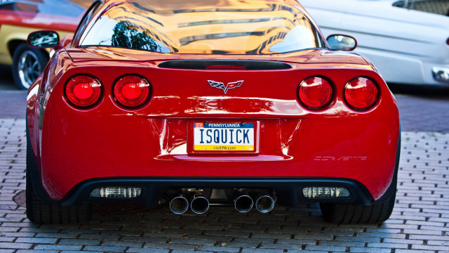 Red car brickroad white car free wallpaper for desktop - medium preview image