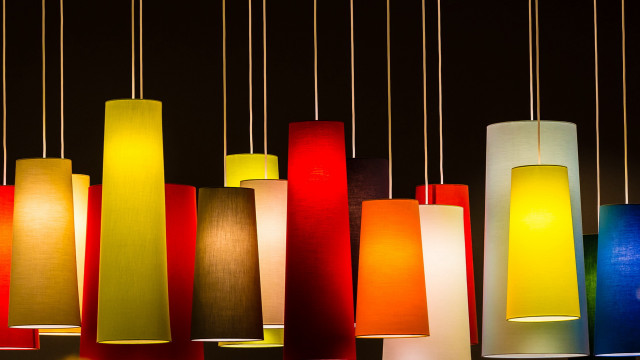 Multi colored lamps ceiling black free wallpaper for desktop - medium preview image