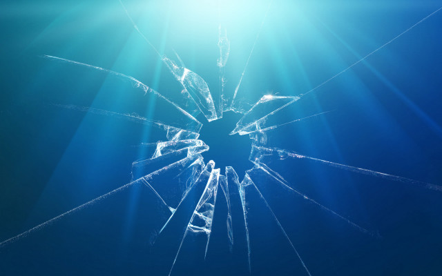 Broken glass window sunlight blue free wallpaper for desktop - medium preview image