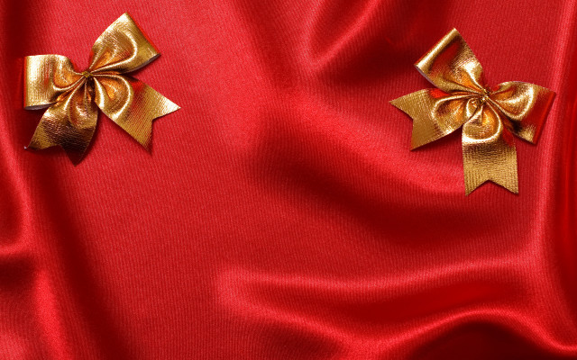 Red satin gold bows christmas free wallpaper for desktop - medium preview image