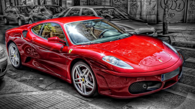 Red sports car street building #4 free wallpaper for desktop - medium preview image