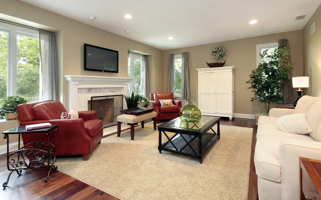 Living room fireplace television couch free wallpaper for desktop - medium preview image