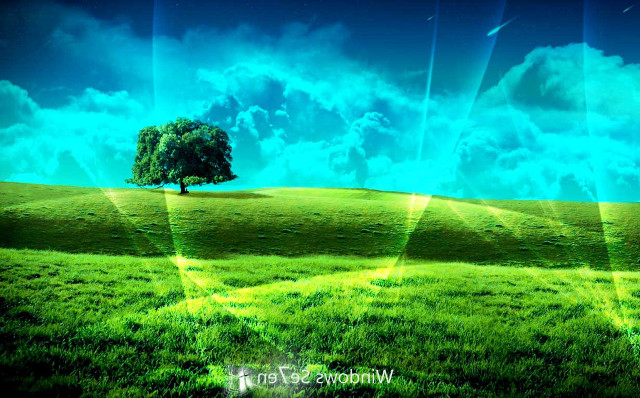 Green field tree blue sky #3 free wallpaper for desktop - medium preview image