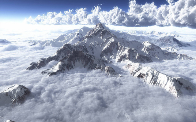 Mountain range clouds snow blue free wallpaper for desktop - medium preview image