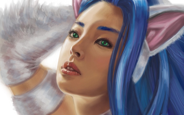 Blue haired cat girl angel free wallpaper for desktop - medium preview image