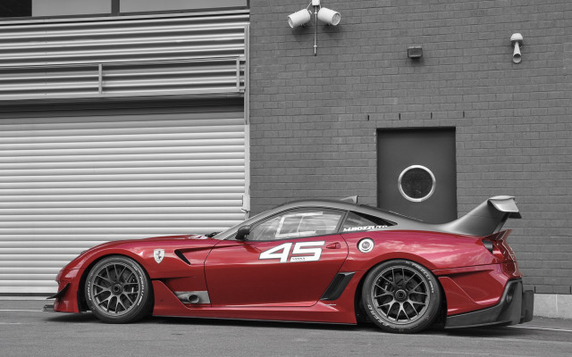 Red sports car building number free wallpaper for desktop - medium preview image