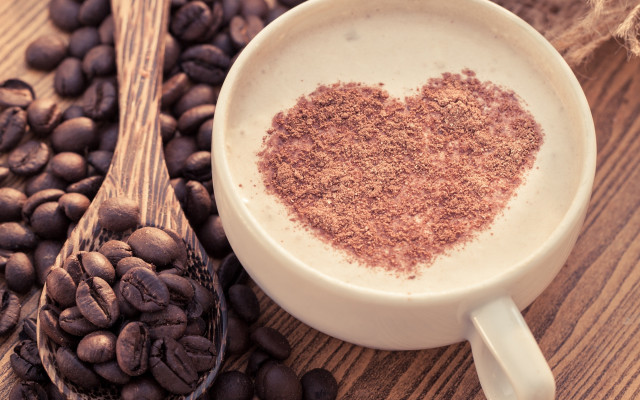 Coffee heart cocoa beans wooden #2 free wallpaper for desktop - medium preview image