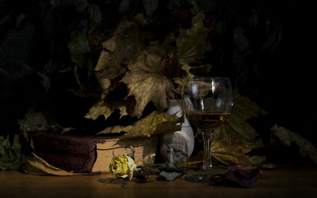 Wine book leaves cloth candle free wallpaper for desktop - medium preview image
