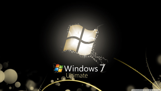 Black background windows7 logo gold free wallpaper for desktop - medium preview image